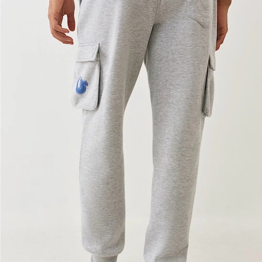 NWT True Religion Gray Joggers with Blue Logo